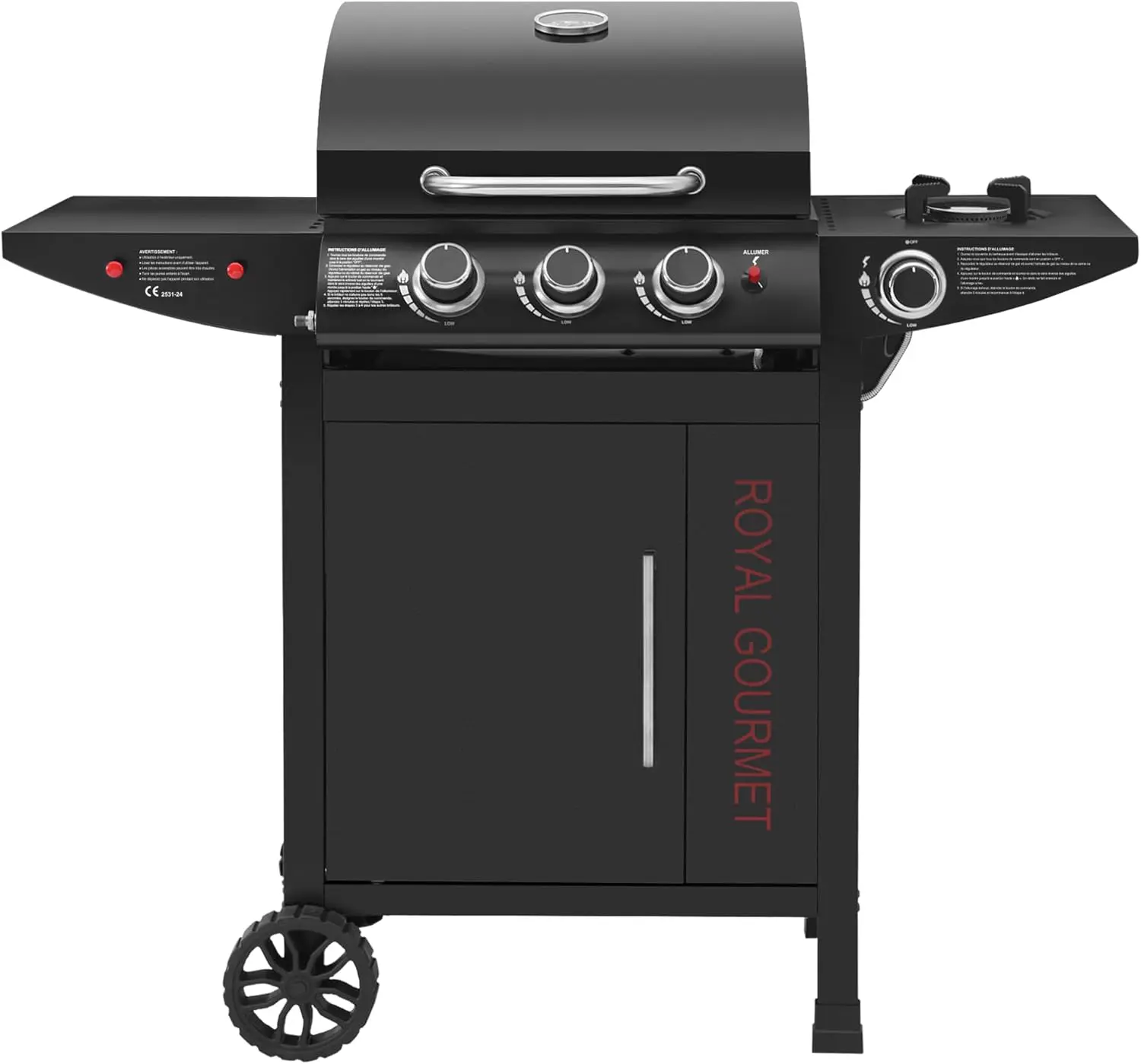 Royal Gourmet Barbecue Gaz à 3+1 Brûleurs en Acier Inoxydable