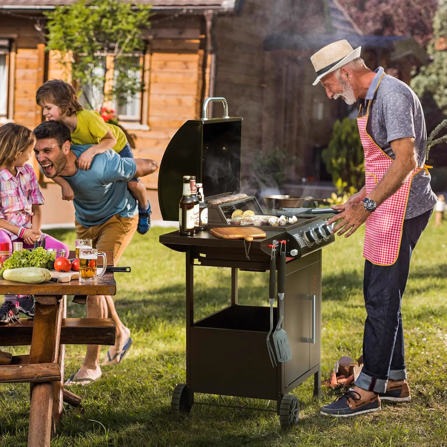 Barbecue à gaz en métal noir 3x3 m vue 2