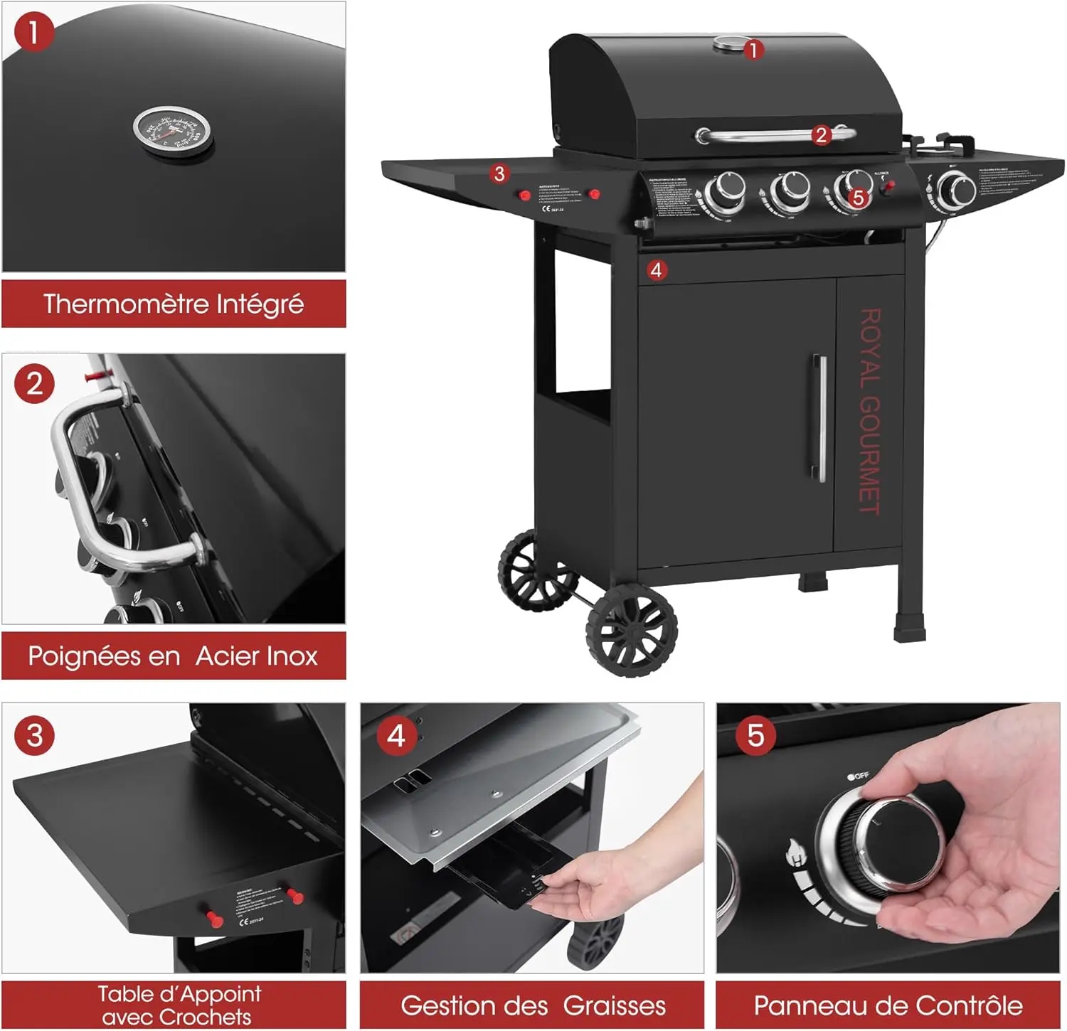 Barbecue à gaz en métal noir 3x3 m vue 4