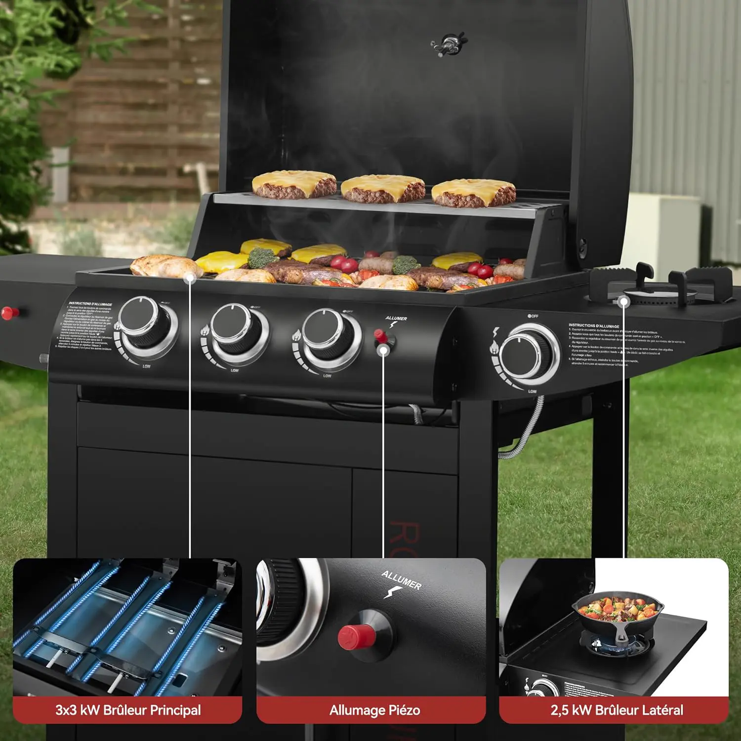 Barbecue à gaz en métal noir 3x3 m vue 5