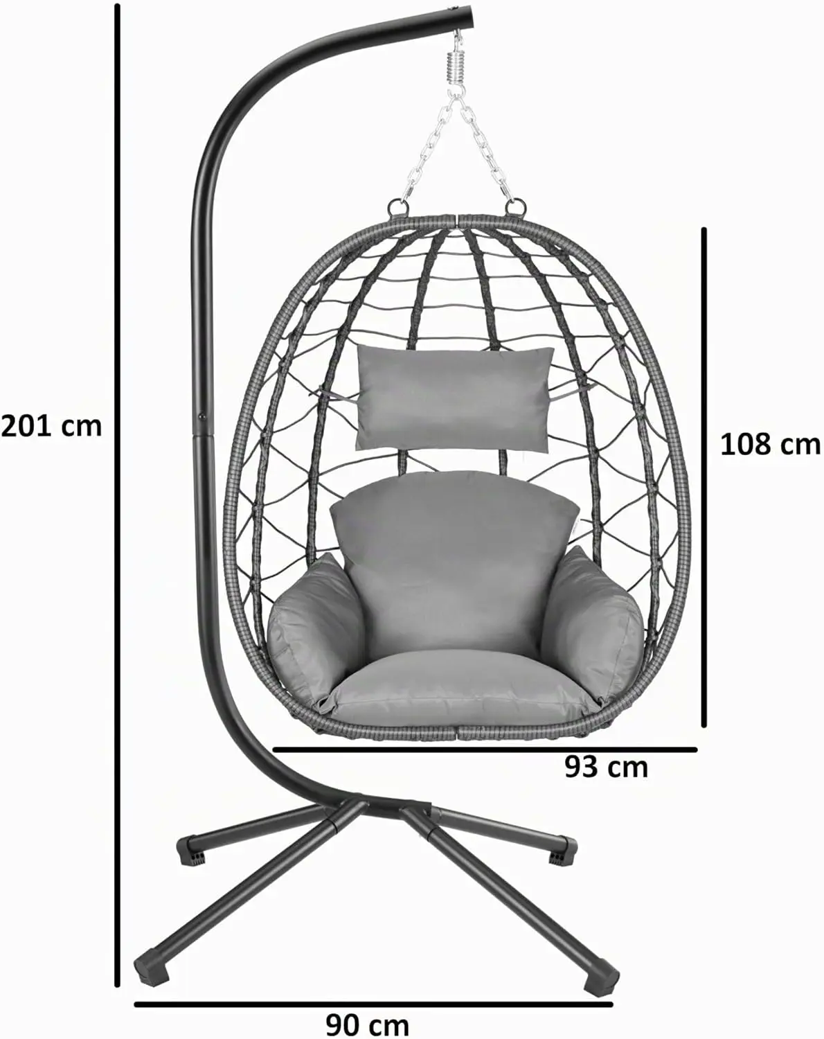 Fauteuils suspendus en métal anthracite vue 3