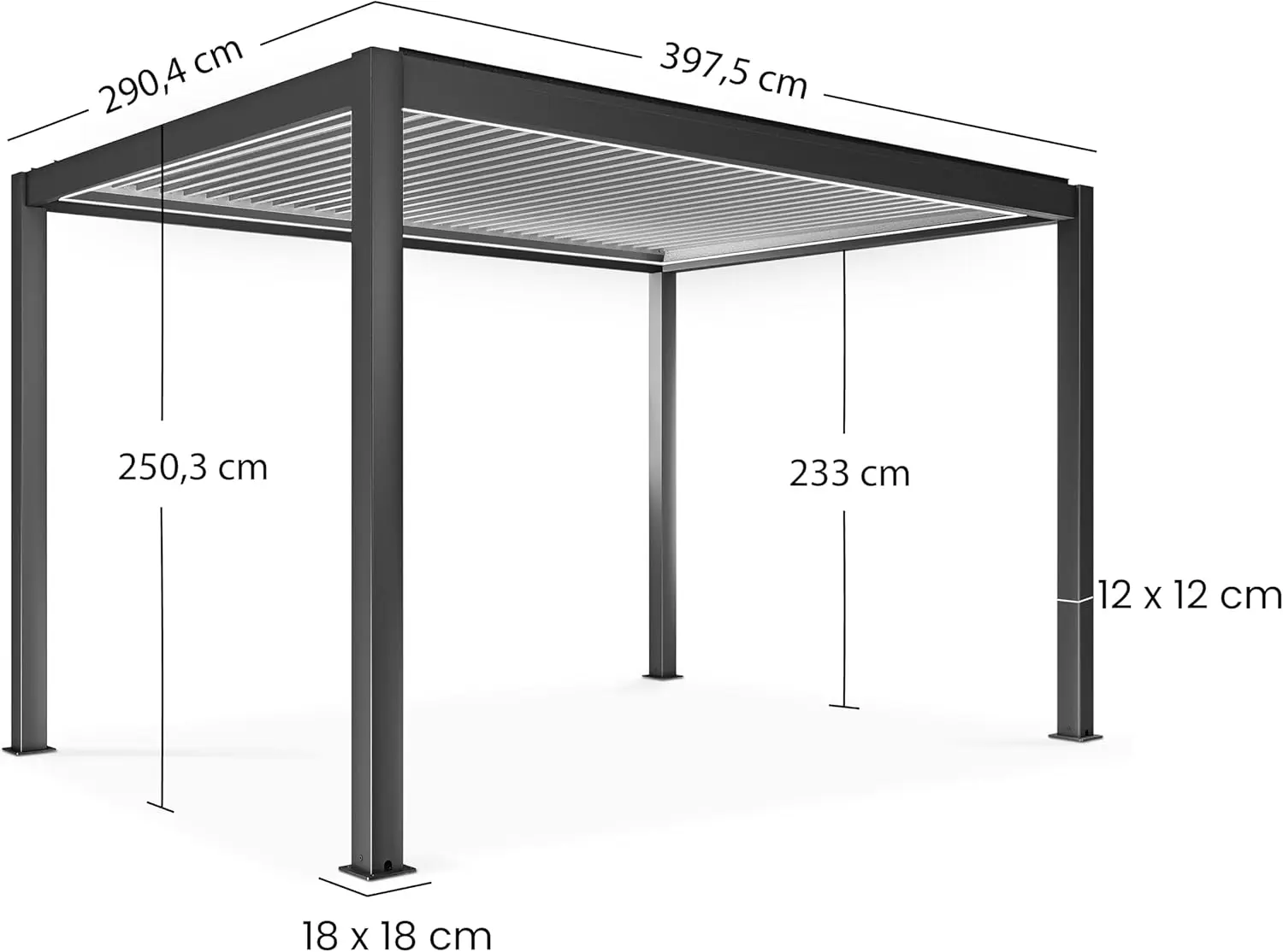 Pergola en aluminium blanc 3x4 m autoportée motorisée vue 4