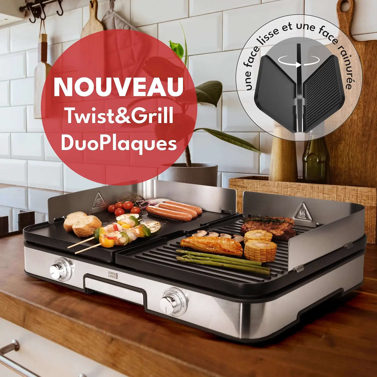 Barbecue électrique LEBENLANG 2400W Plancha électrique vue 2