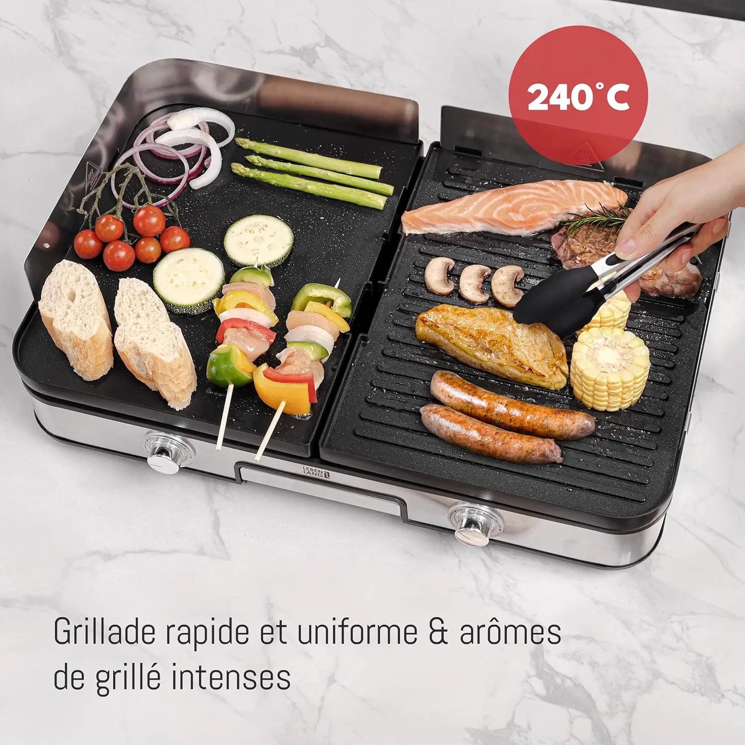 Barbecue électrique LEBENLANG 2400W Plancha électrique vue 6