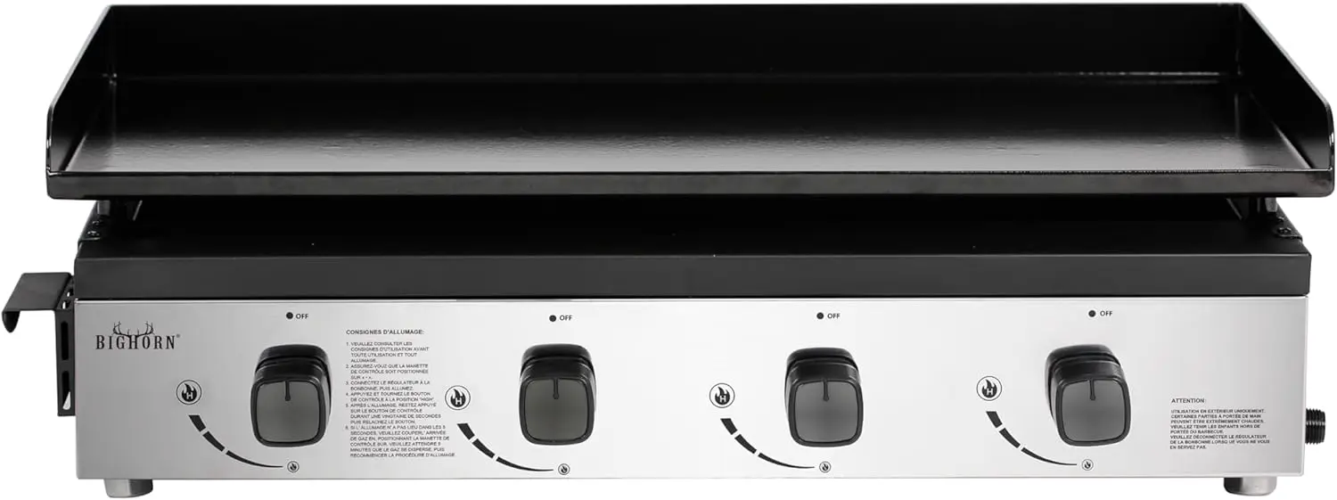 BIGHORN Plancha à gaz de 10kw,Grande surface de cuisson avec 4