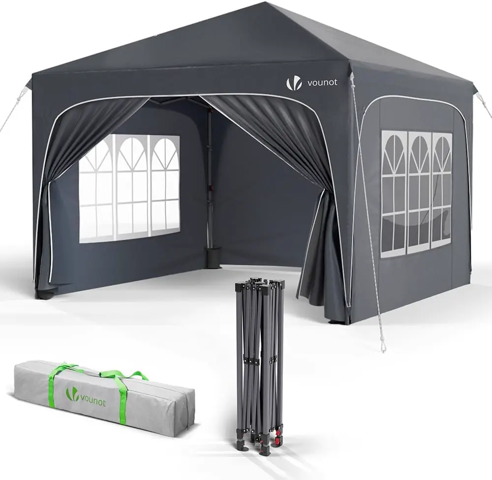 VOUNOT® Tonnelle de Jardin 3x3m Tente Pliable Imperméable avec Parois