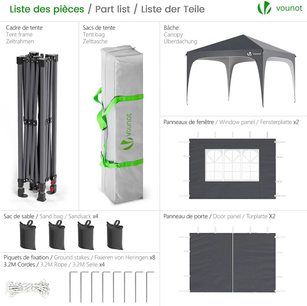Tonnelle en métal gris 3x3 m vue 2