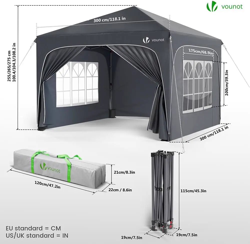Tonnelle en métal gris 3x3 m vue 7