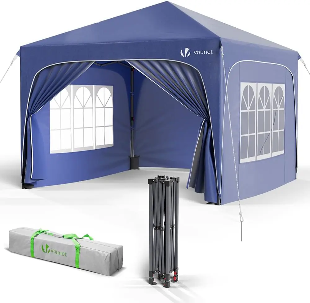 VOUNOT® Tonnelle de Jardin 3x3m Tente Pliable Imperméable avec Parois