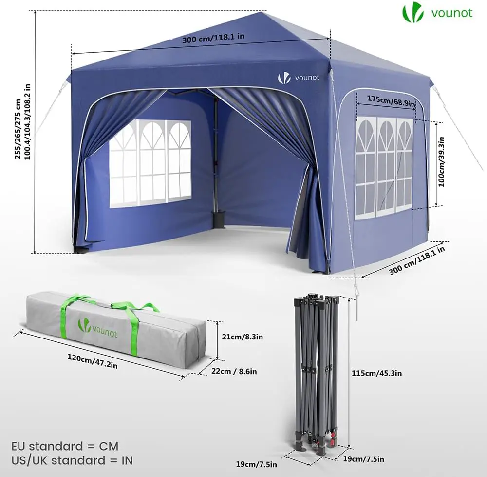 Tonnelle en métal bleu 3x3 m vue 7