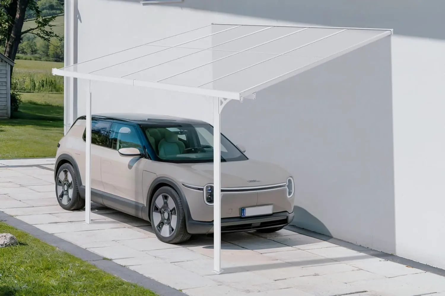 Cazeboo Carport/Pergola adossée 9m² KLEO 3x3m Aluminium Blanc
