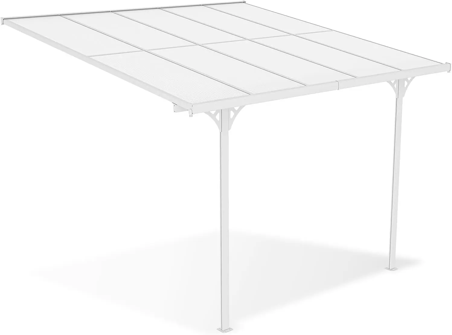 Pergola en aluminium blanc 3x3 m adossée vue 3