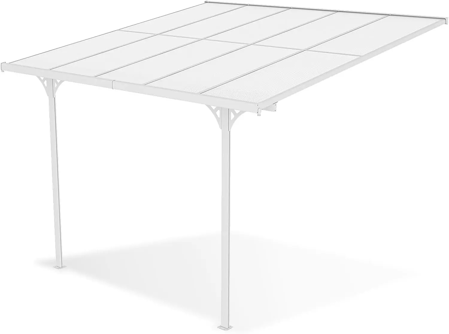 Pergola en aluminium blanc 3x3 m adossée vue 5