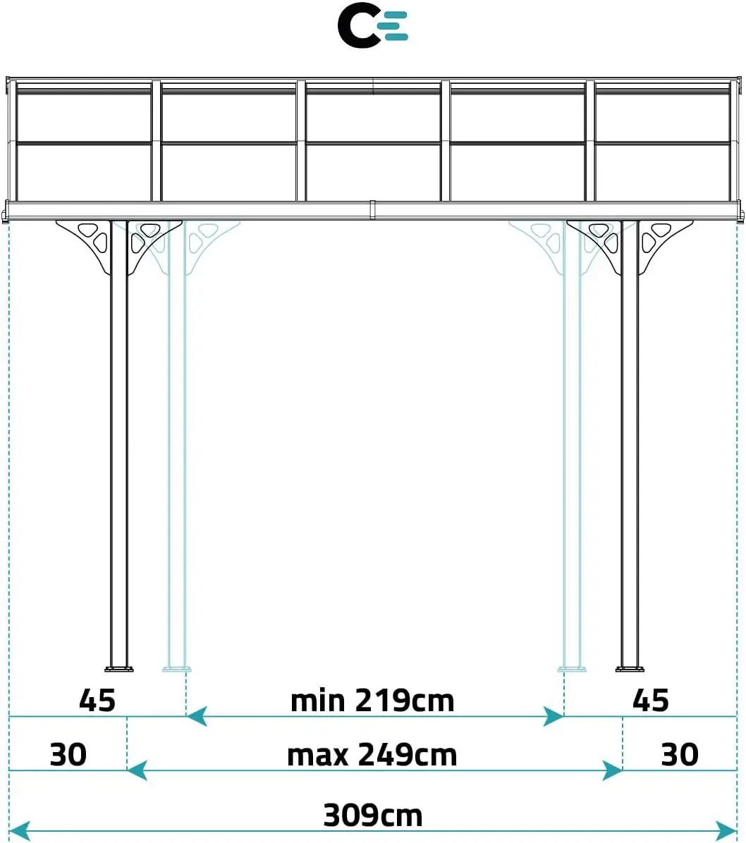 Pergola en aluminium blanc 3x3 m adossée vue 7