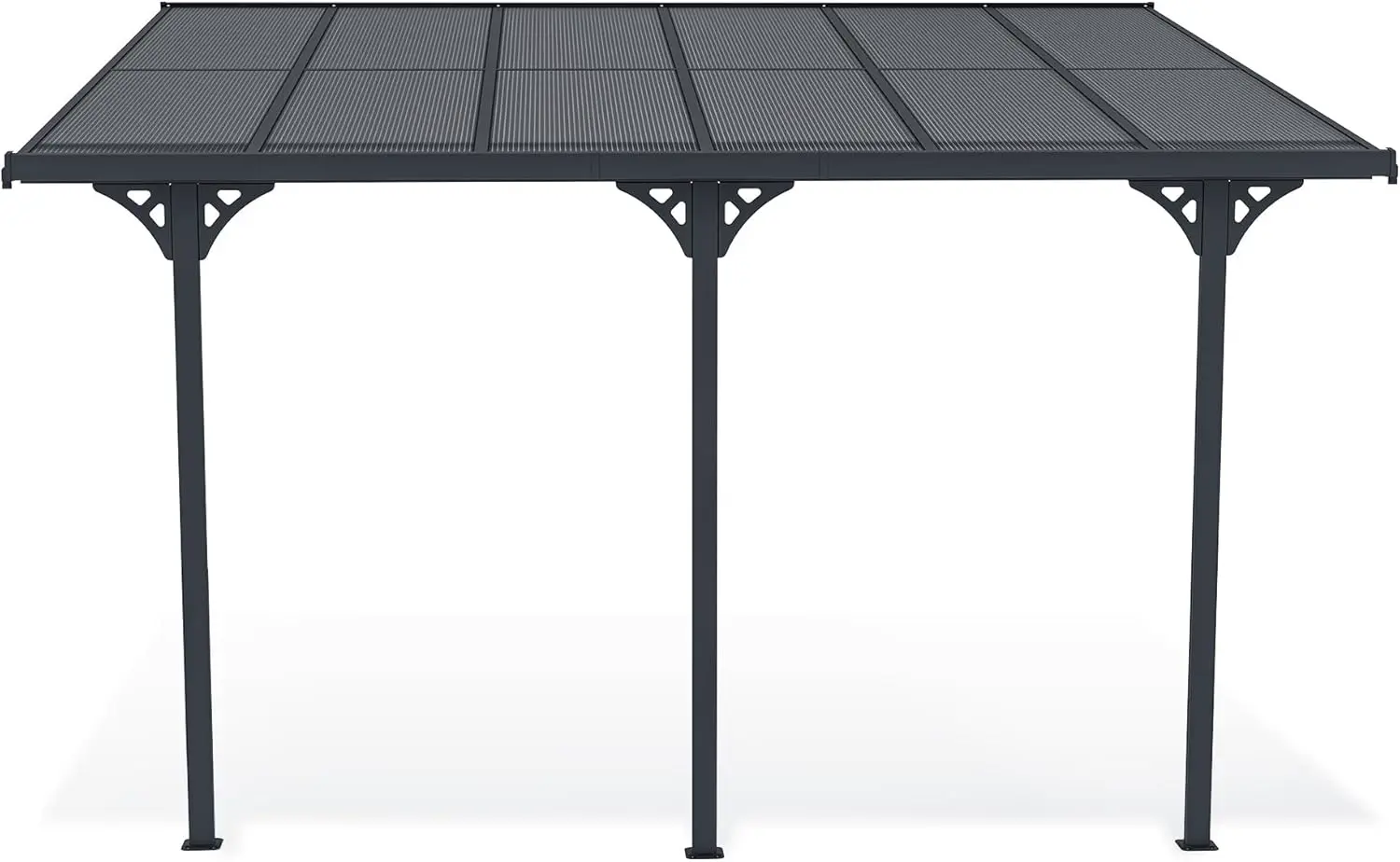 Pergola en aluminium gris 3,7x3 m adossée vue 4