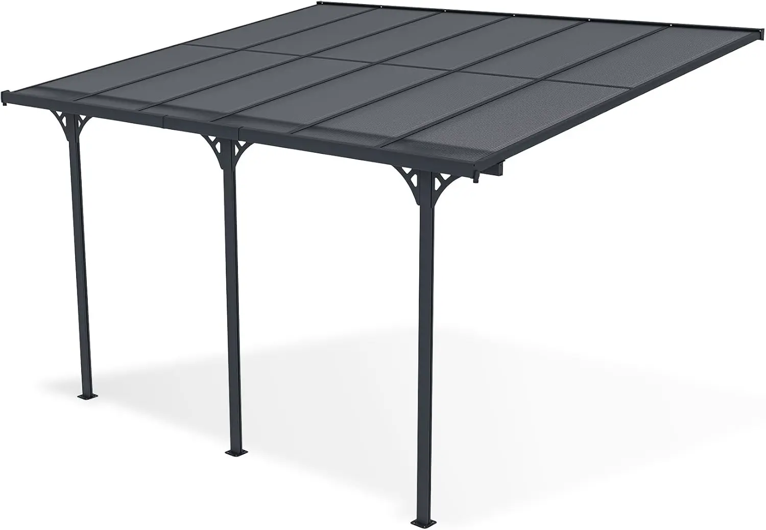 Pergola en aluminium gris 3,7x3 m adossée vue 5