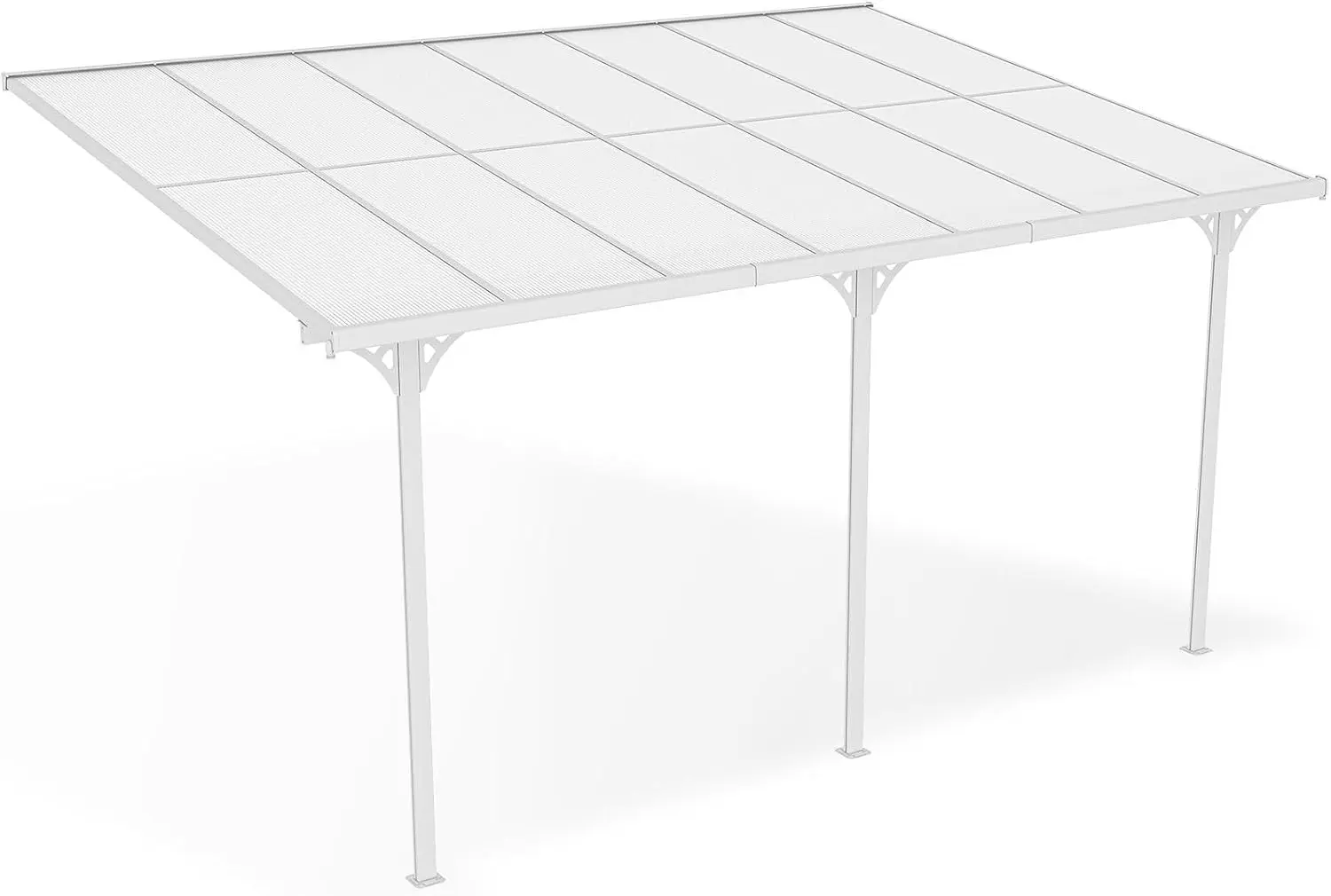Pergola en aluminium blanc 5x3 m adossée vue 3