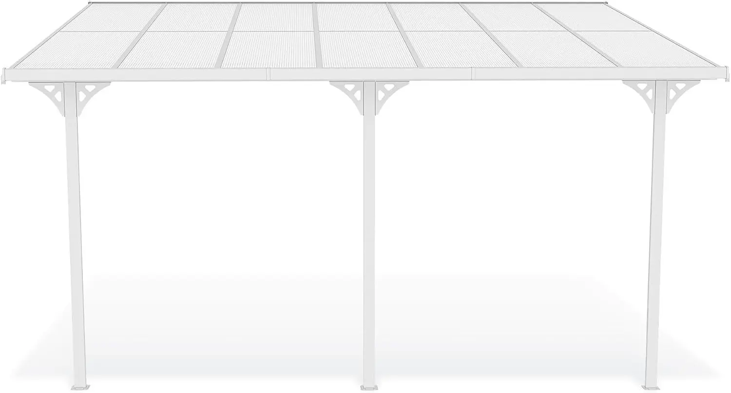 Pergola en aluminium blanc 5x3 m adossée vue 4