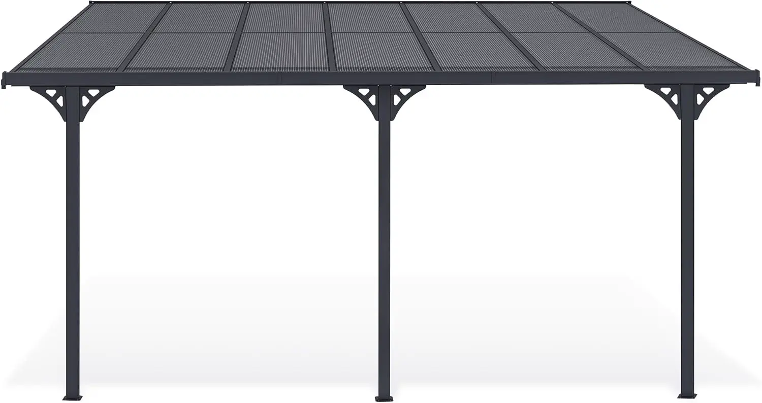 Pergola en aluminium gris 4,5x3 m adossée vue 4