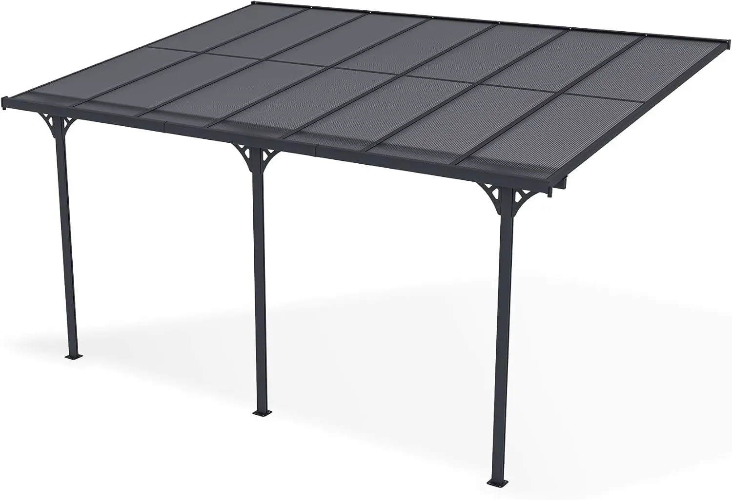 Pergola en aluminium gris 4,5x3 m adossée vue 5