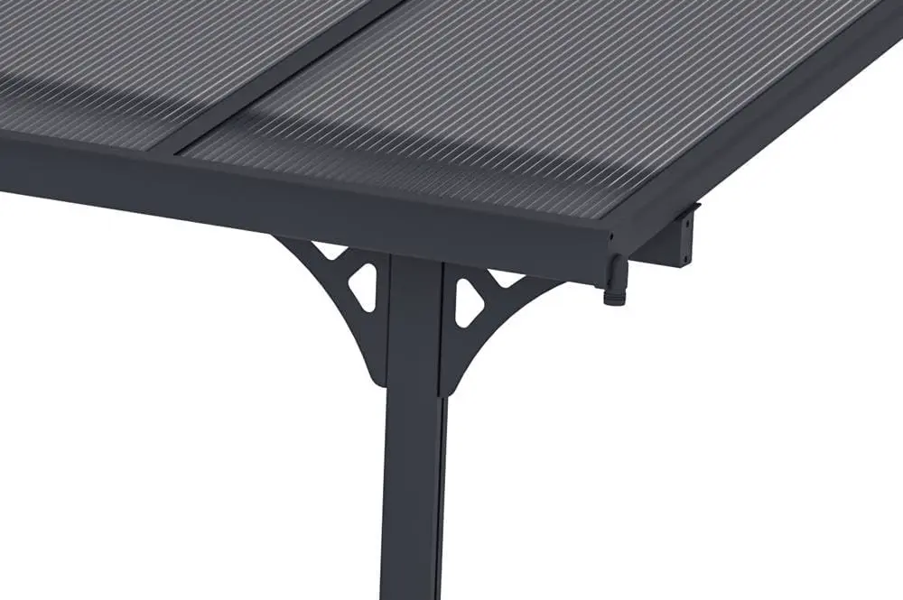 Pergola en aluminium gris 4,5x3 m adossée vue 7