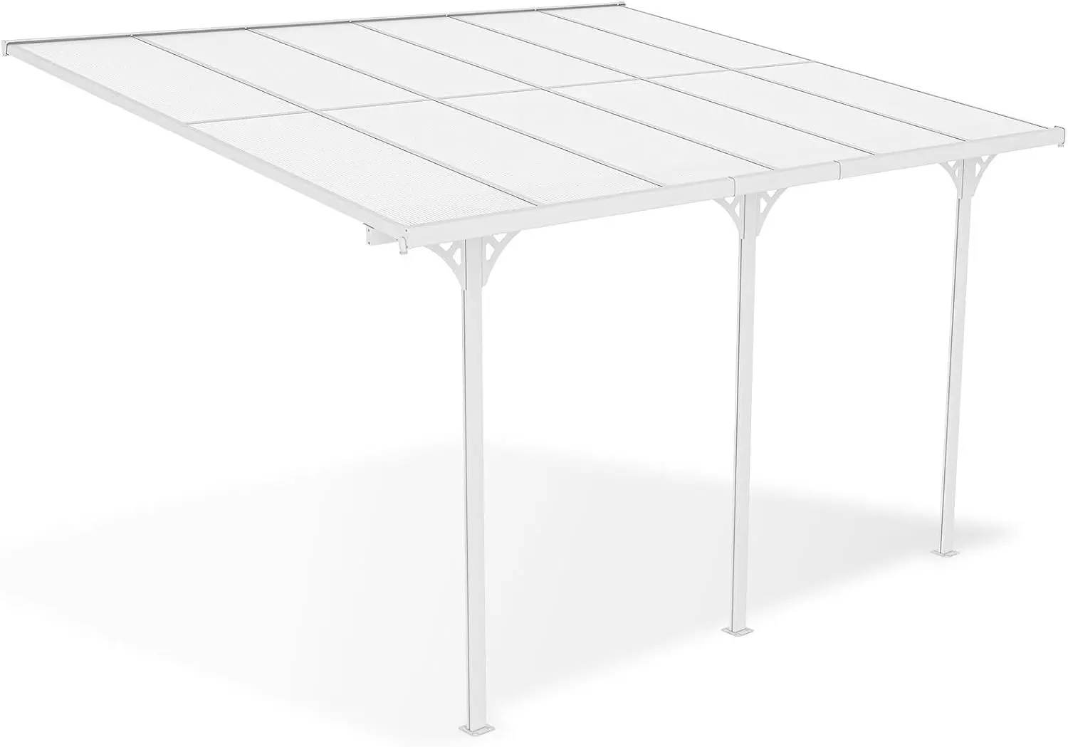 Pergola en aluminium blanc 4x3 m adossée vue 3