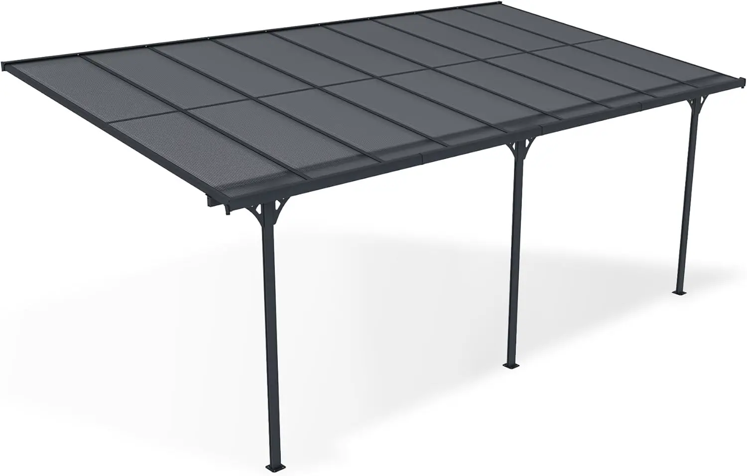 Pergola en aluminium gris 5,5x3 m adossée vue 5