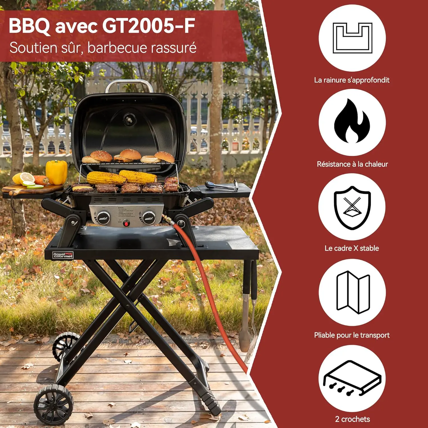 Barbecue à gaz en métal noir vue 4