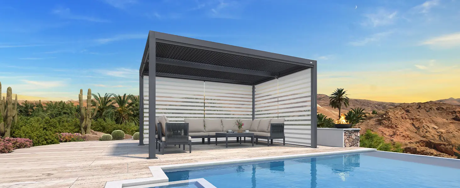 Pergola en aluminium gris 4,8x3 m — contenu détaillé 1