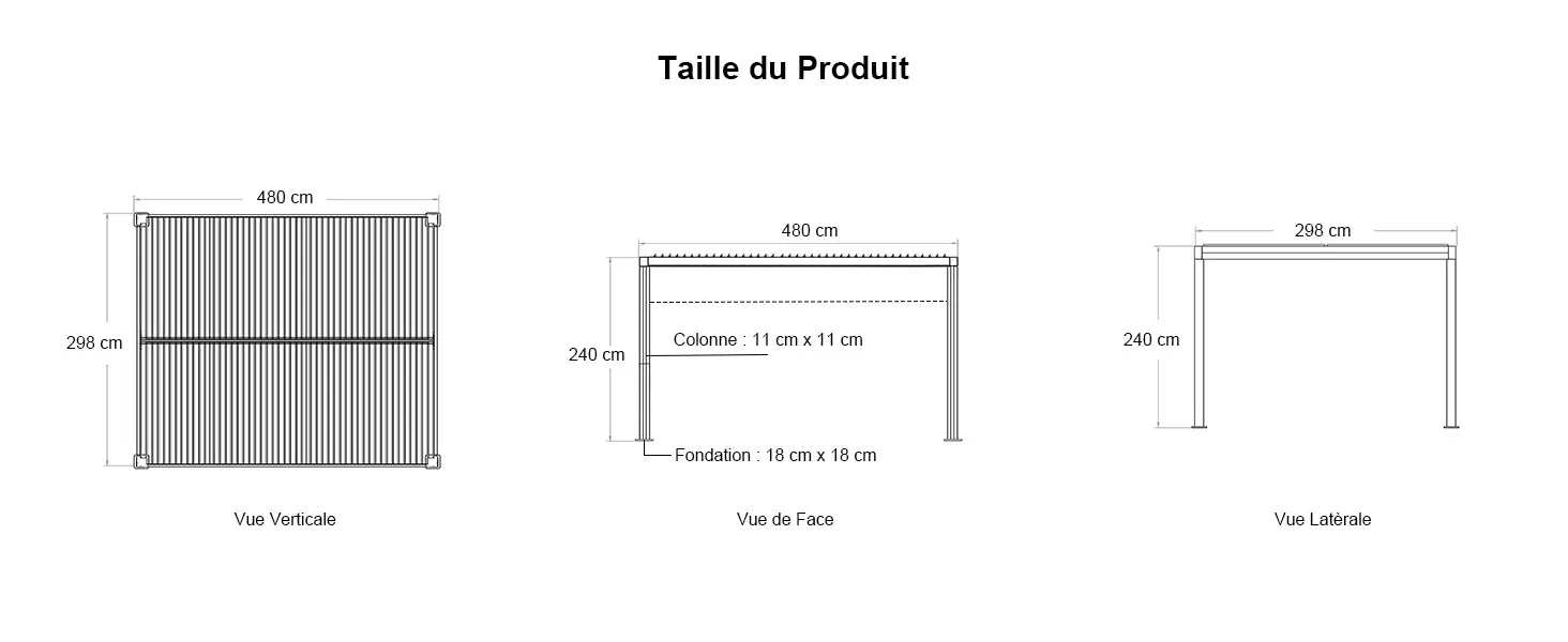 Pergola en aluminium gris 4,8x3 m — contenu détaillé 2
