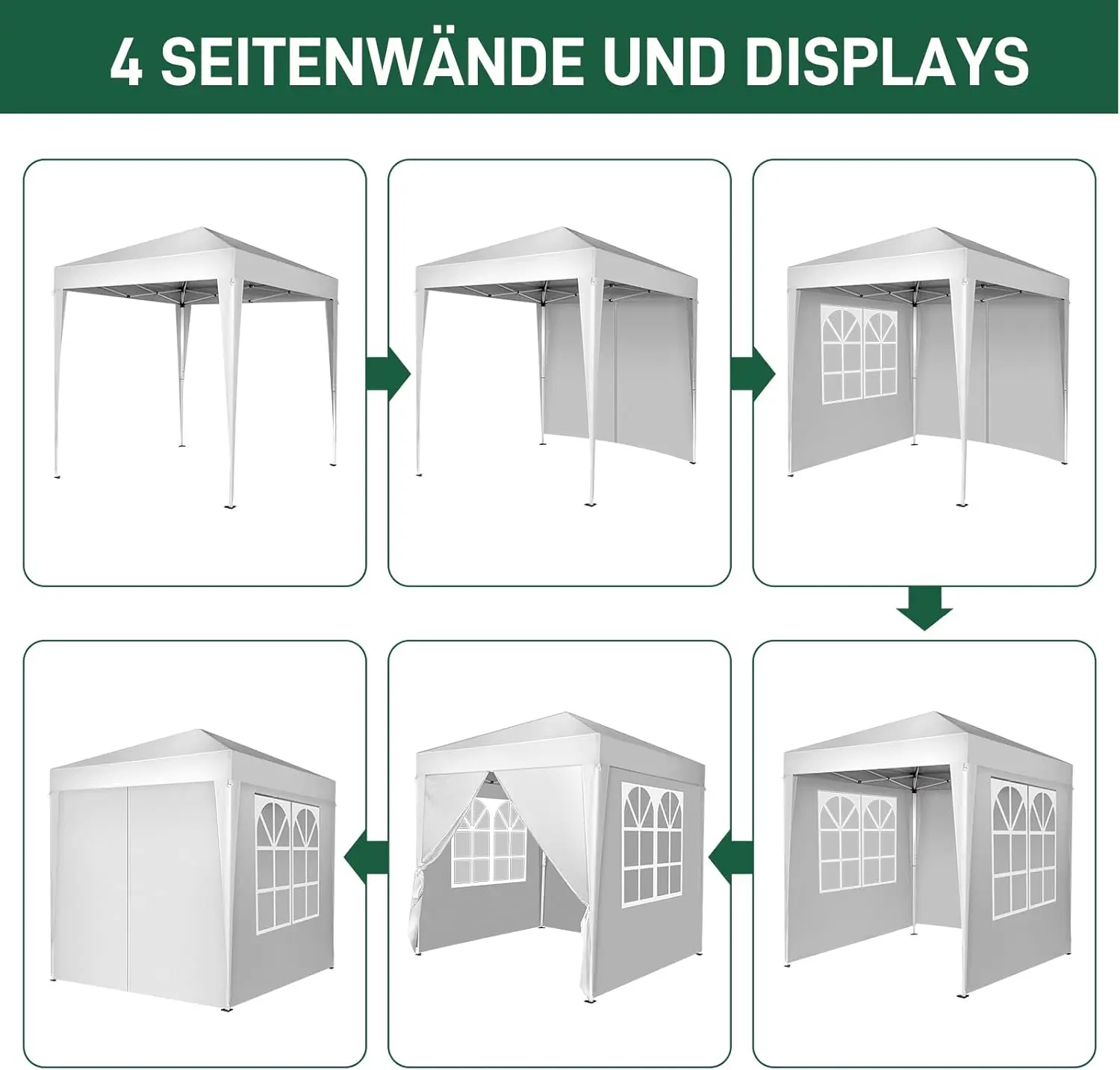Tonnelle en métal blanc 2x2 m vue 5