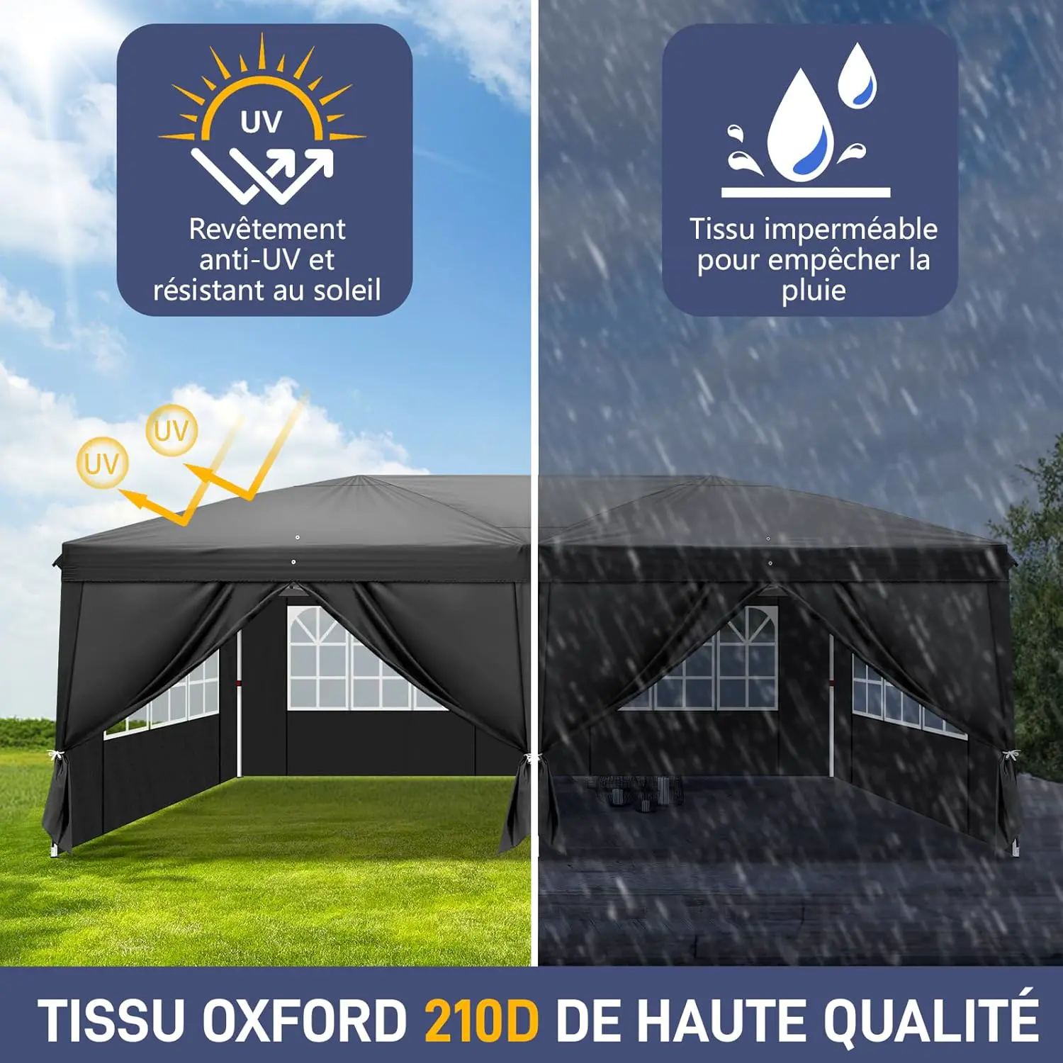 Tonnelle en métal noir 3x6 m vue 4