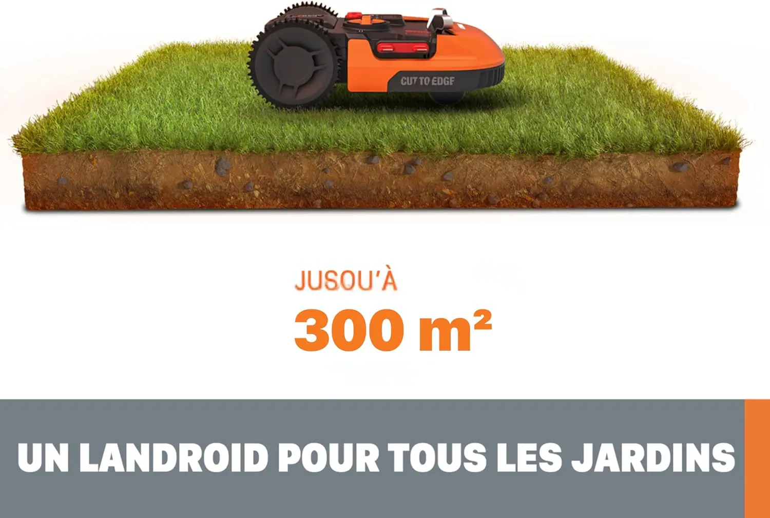 Robot tondeuse orange vue 3