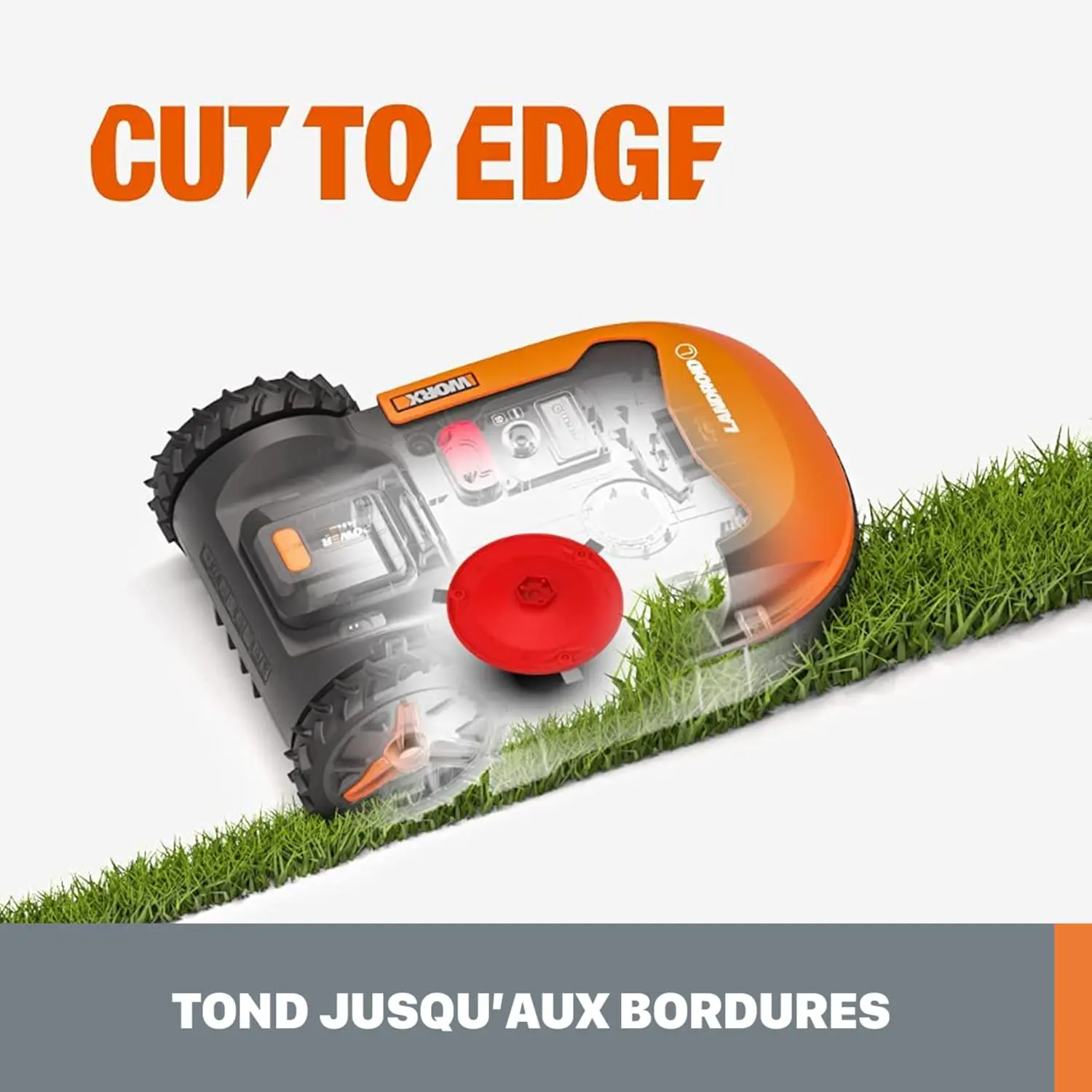 Robot tondeuse orange vue 4