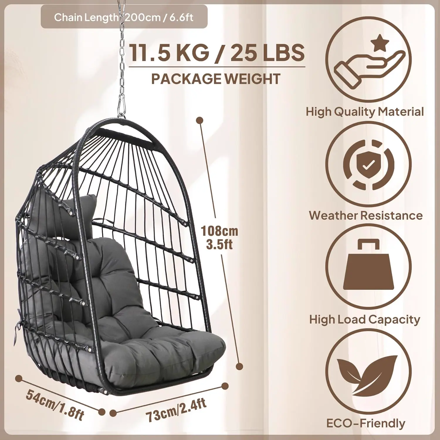 Fauteuils suspendus en rotin vue 2