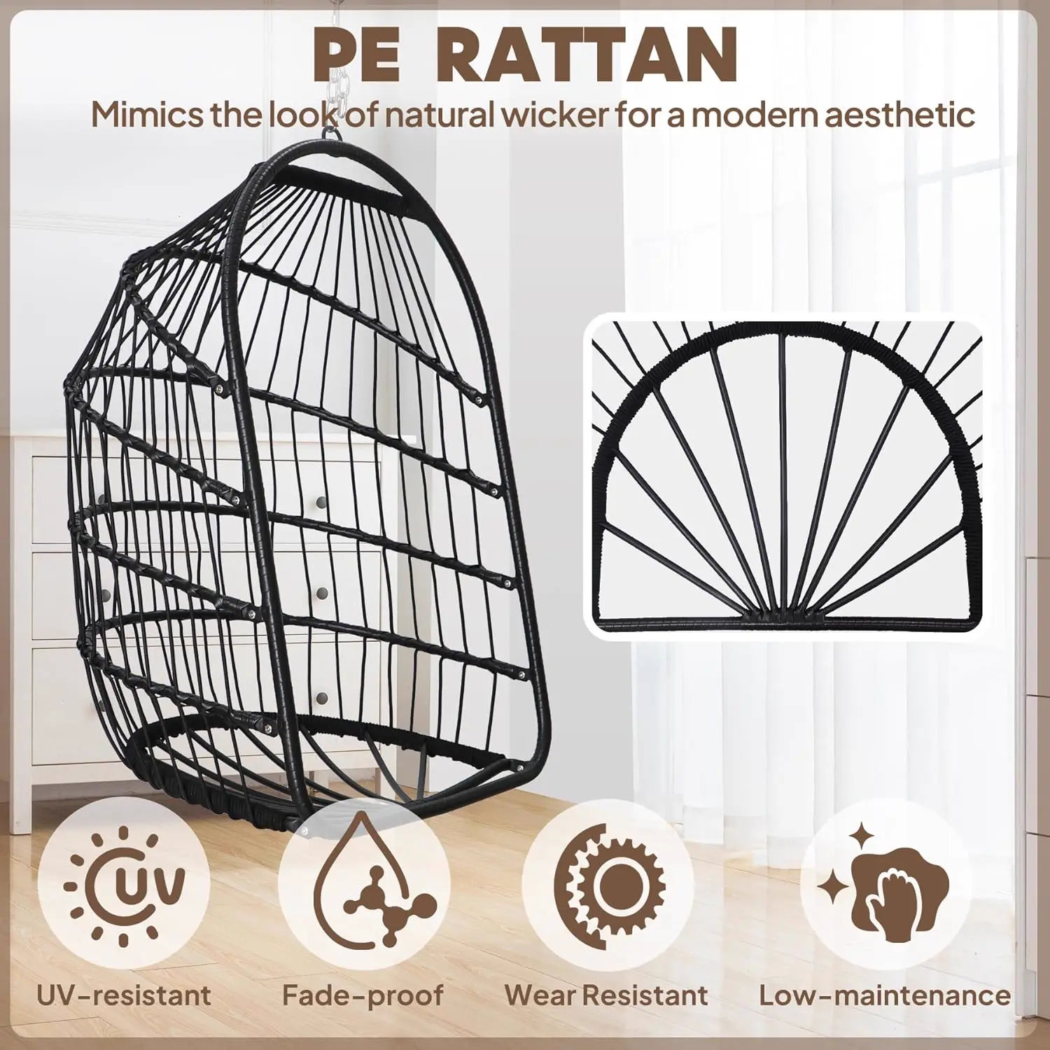 Fauteuils suspendus en rotin vue 5
