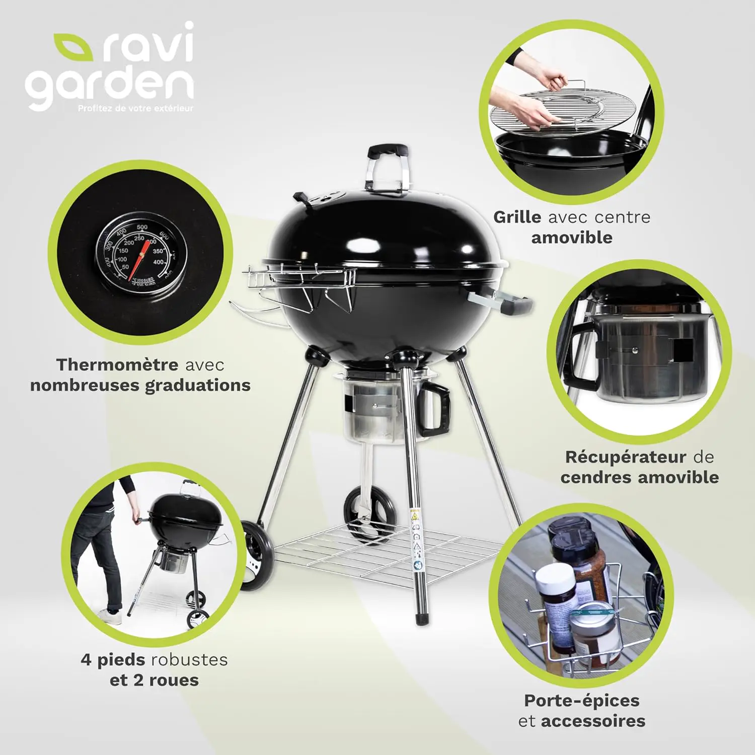 Barbecue à charbon 12 places en bois vue 3