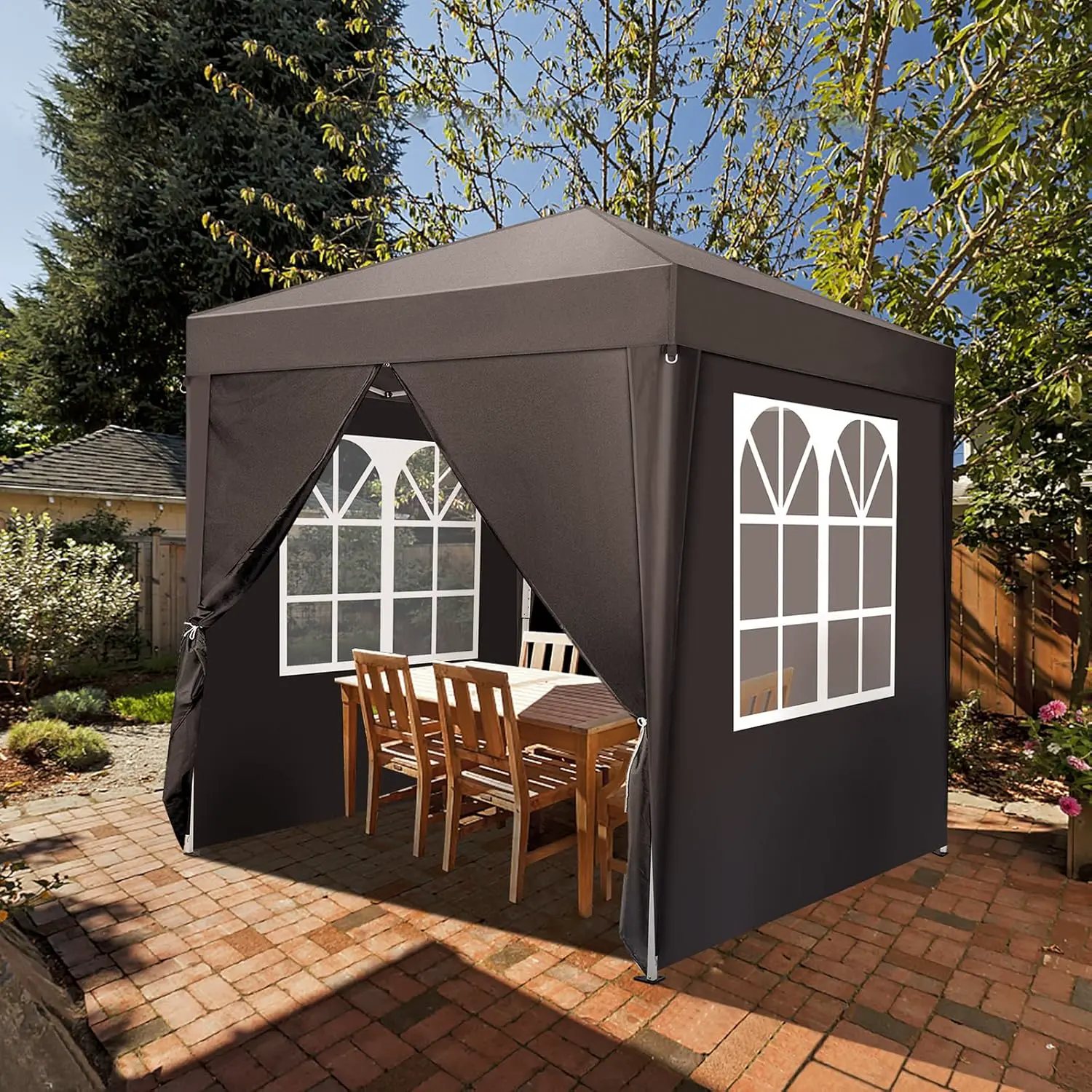 Tonnelle en métal gris 2x2 m vue 2
