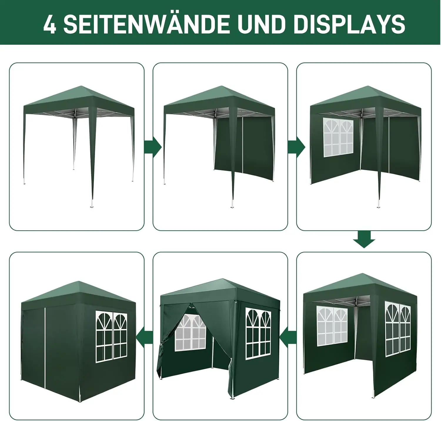 Tonnelle en métal vert 2x2 m vue 4