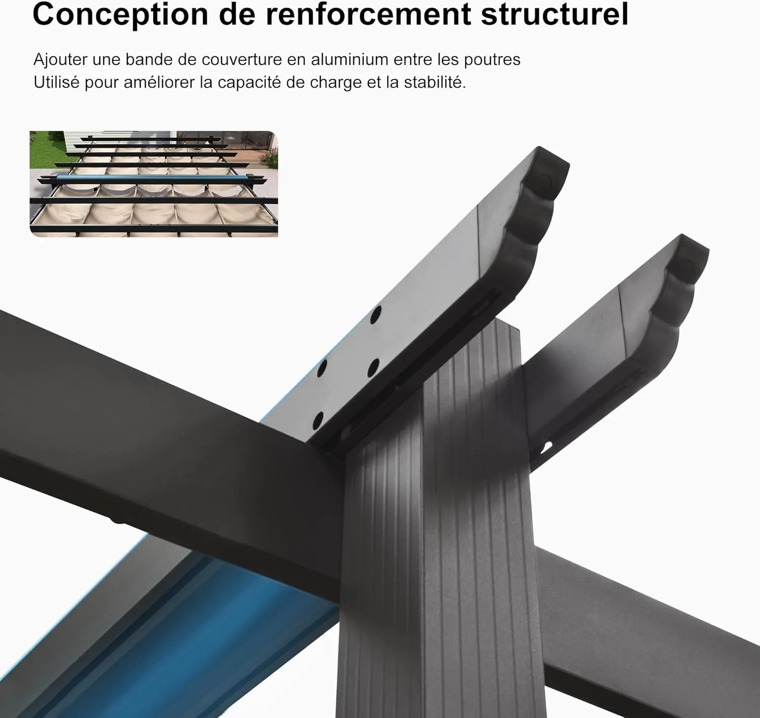 Pergola en aluminium kaki 5,5x3,5 m vue 6