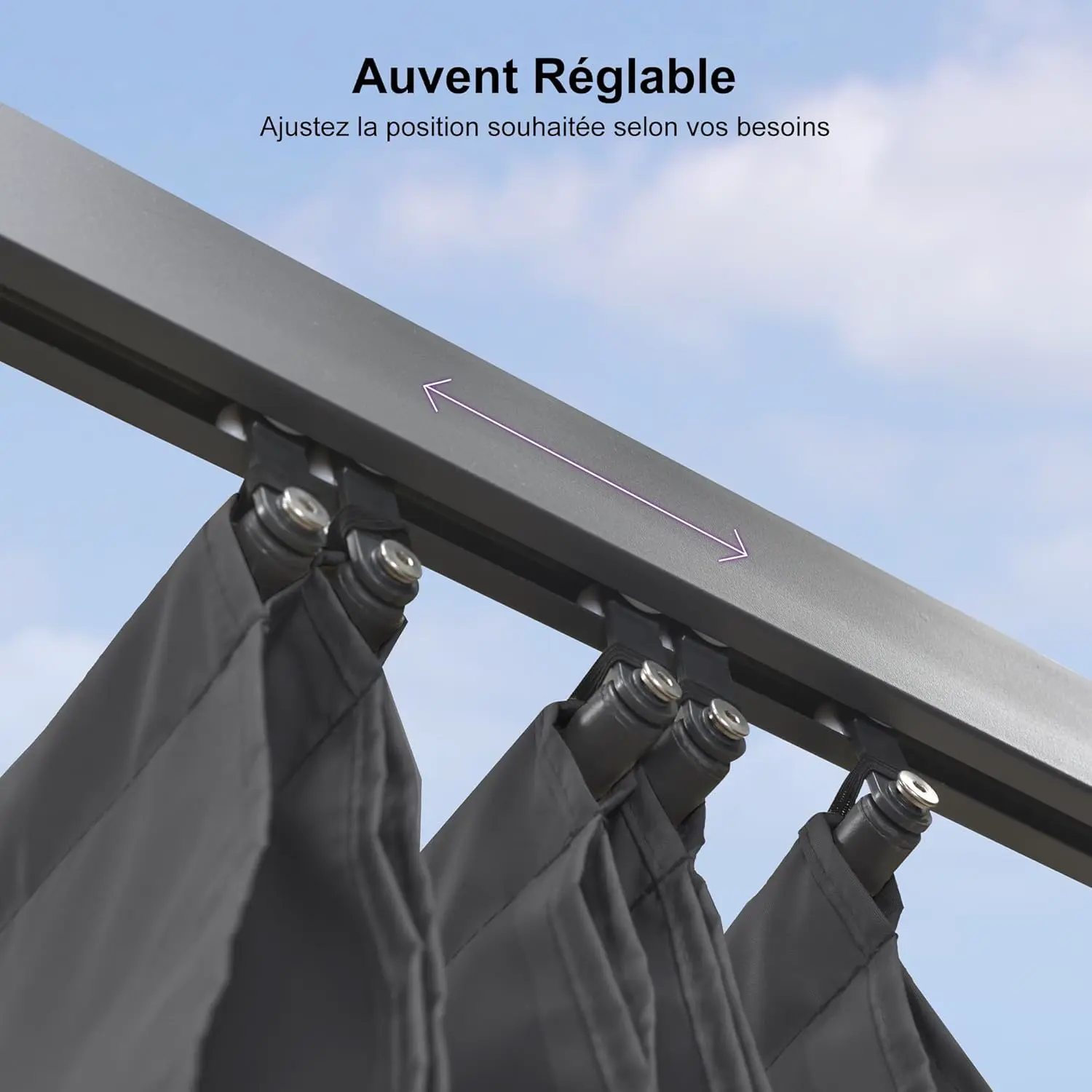 Pergola en aluminium gris 4x3,2 m vue 5