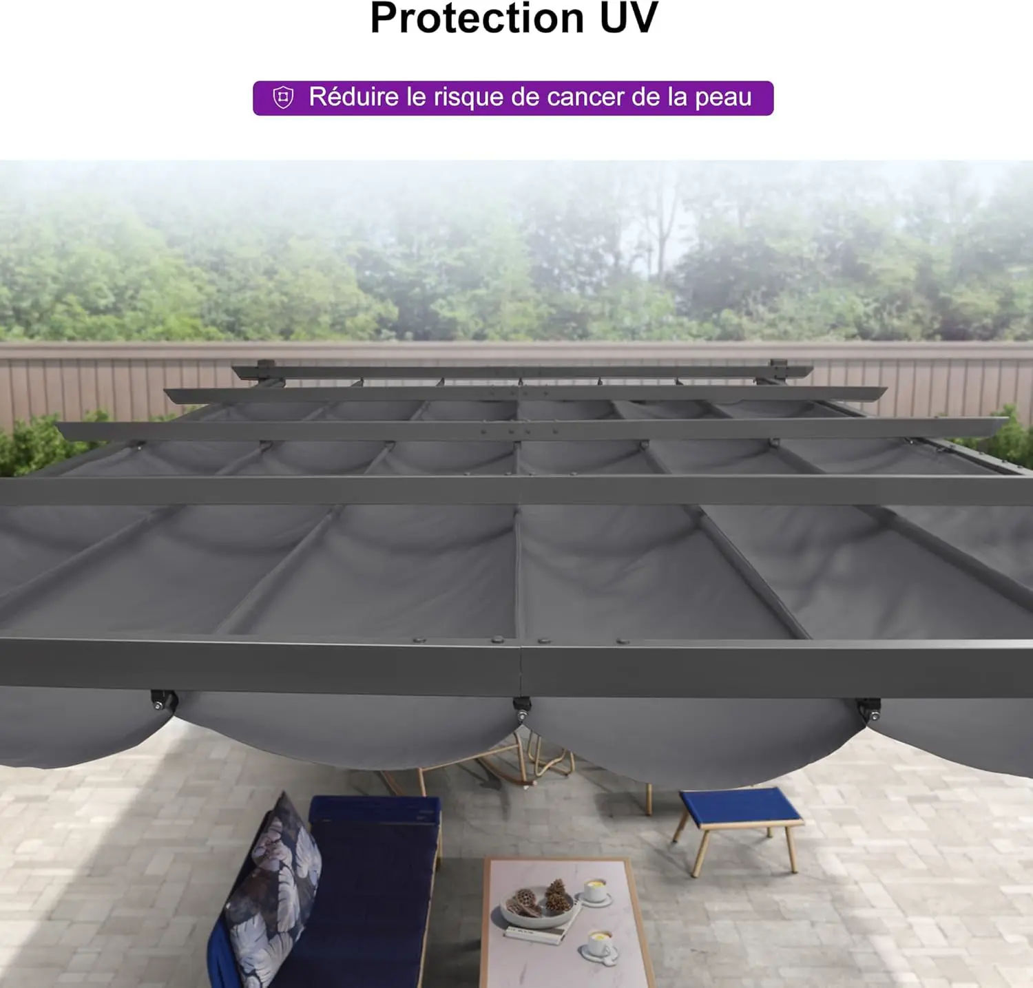 Pergola en aluminium gris 4x3,2 m vue 7