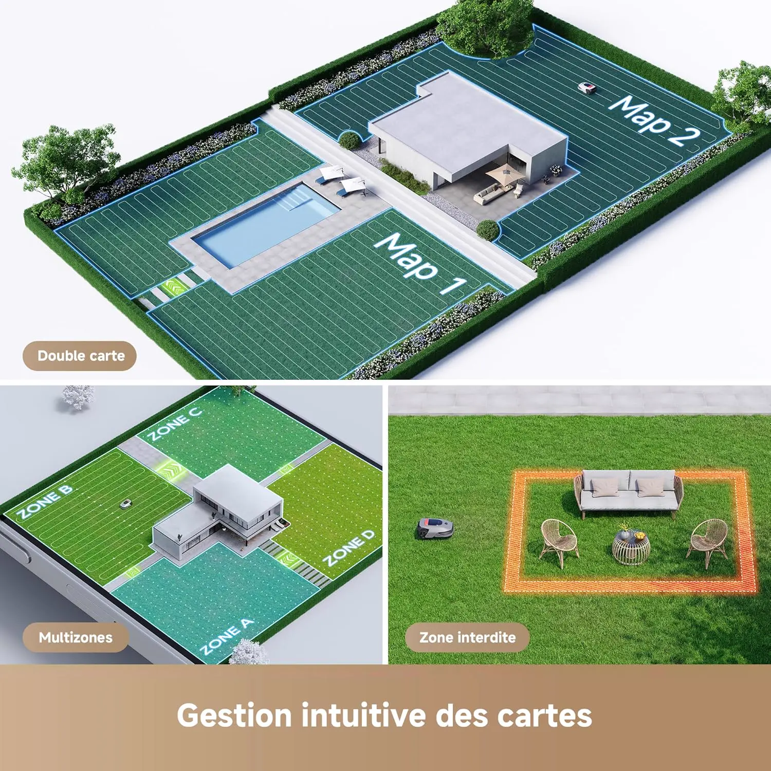 Robot tondeuse DREAME A1 Pro Robot Tondeuse sans Fil Périphérique vue 4