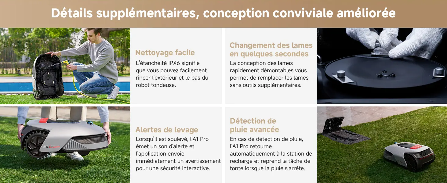 Robot tondeuse DREAME A1 Pro Robot Tondeuse sans Fil Périphérique — contenu détaillé 15