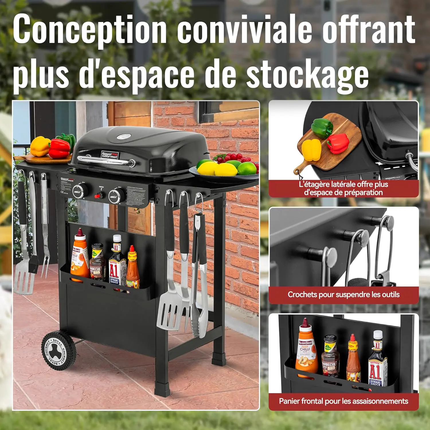 Barbecue à gaz en métal noir 23,5 m² vue 6