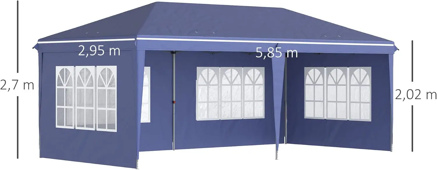 Tonnelle en métal bleu 3x6 m vue 7