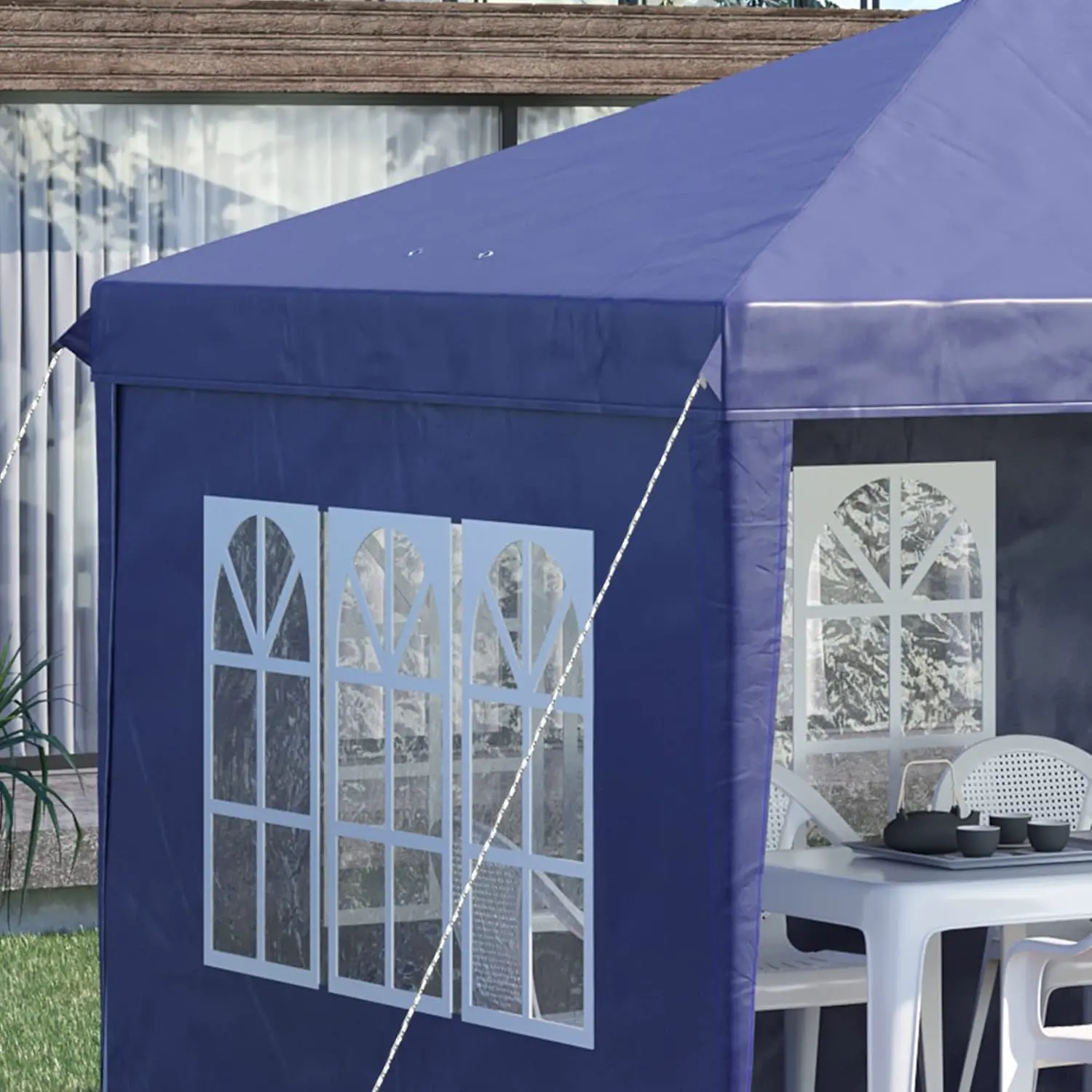 Tonnelle en métal bleu 3x6 m vue 8
