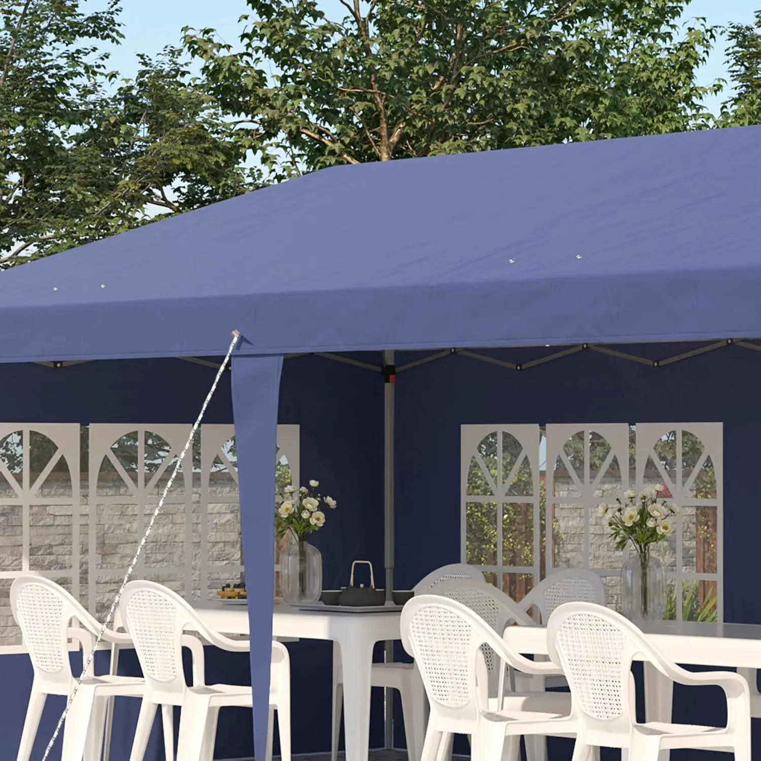 Tonnelle en métal bleu 3x6 m vue 9