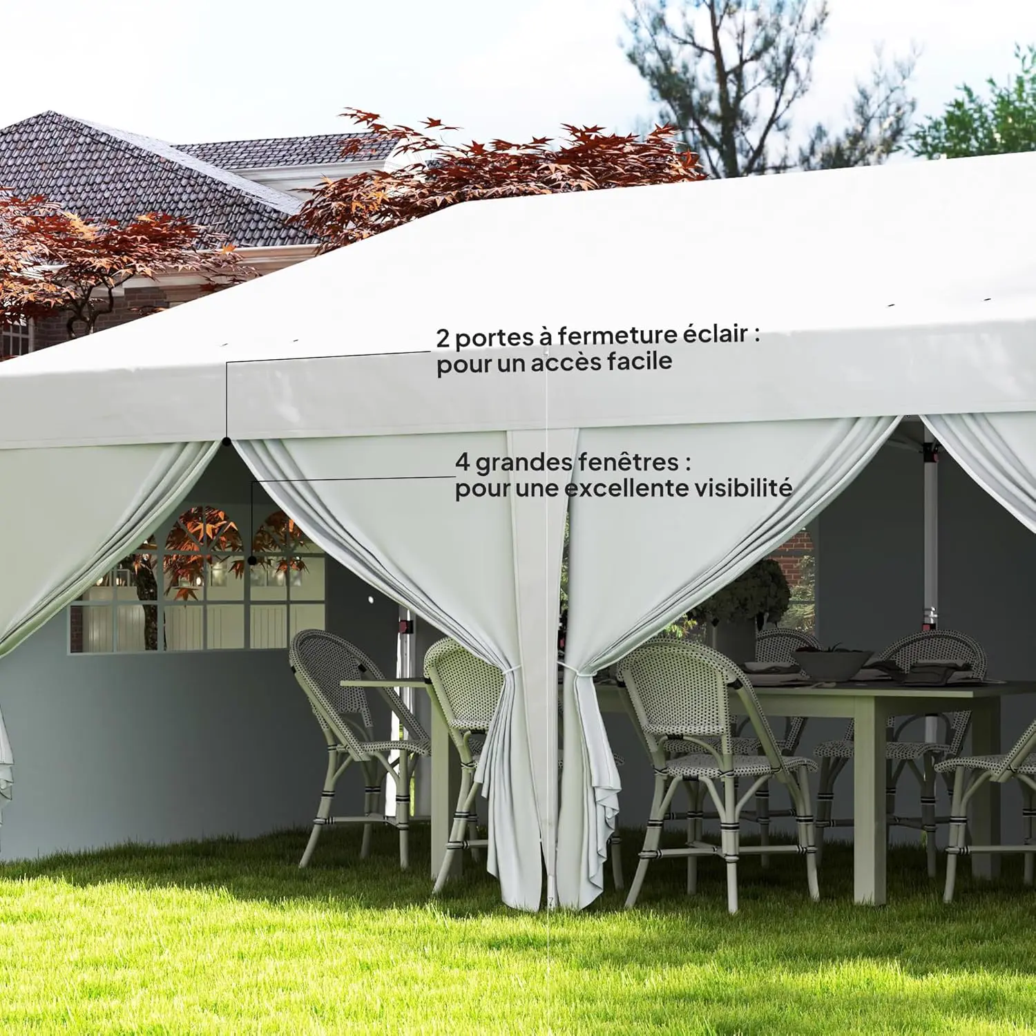 Tonnelle en métal blanc 3x6 m vue 6