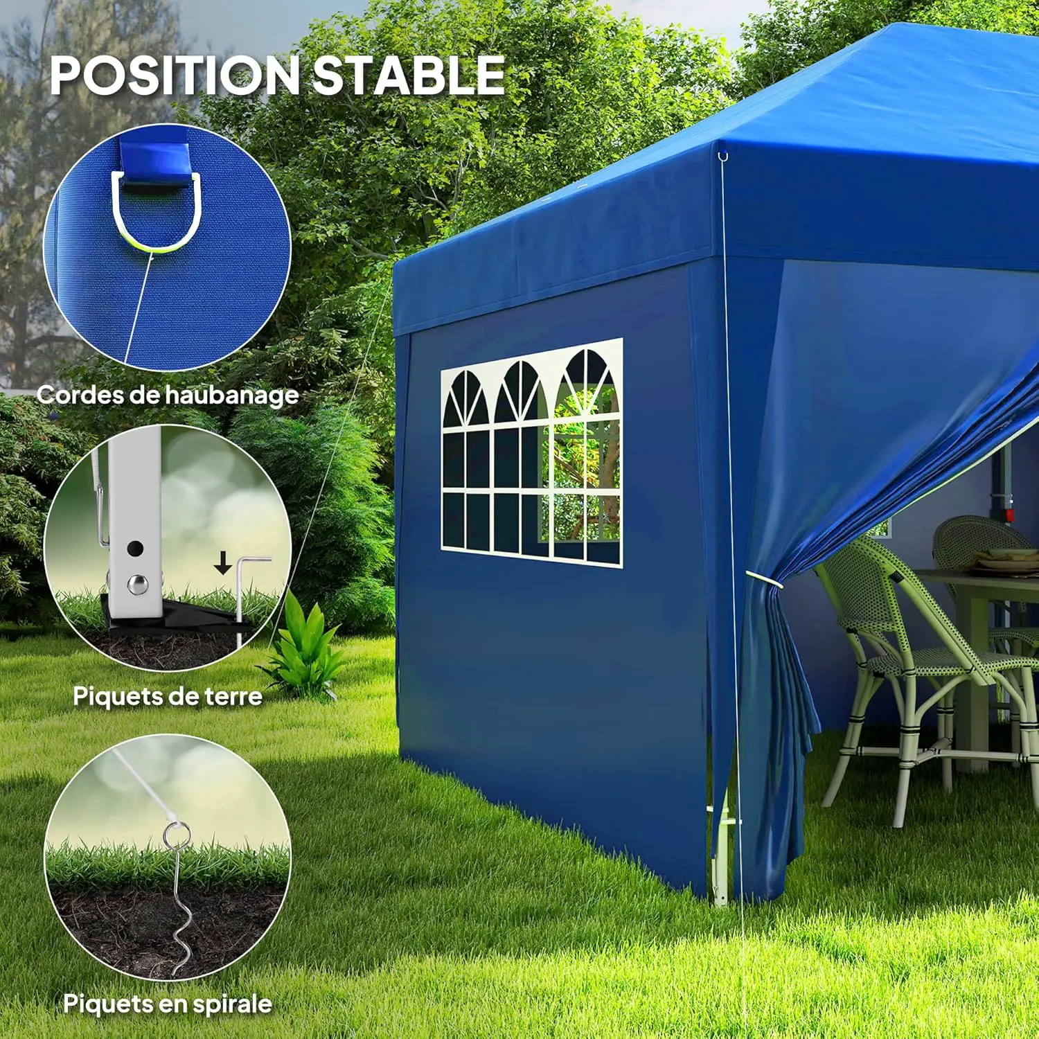 Tonnelle en métal bleu 3x6 m vue 5